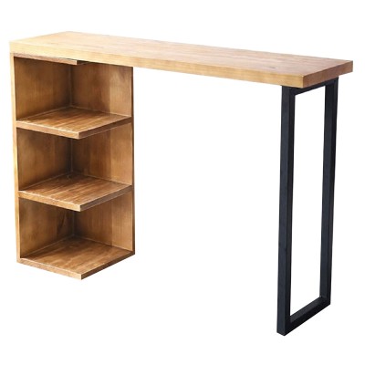 Table de bar Collins bois de pin naturel 35mm naturel-noir 139x29x90cm