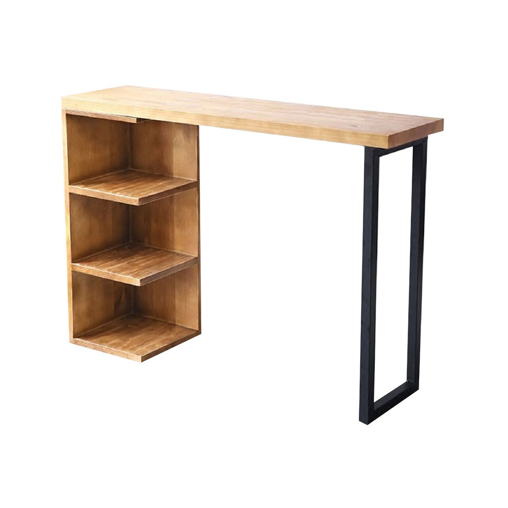 Table de bar Collins bois de pin naturel 35mm naturel-noir 139x29x90cm