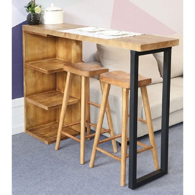 Table de bar Collins bois de pin naturel 35mm naturel-noir 139x29x90cm