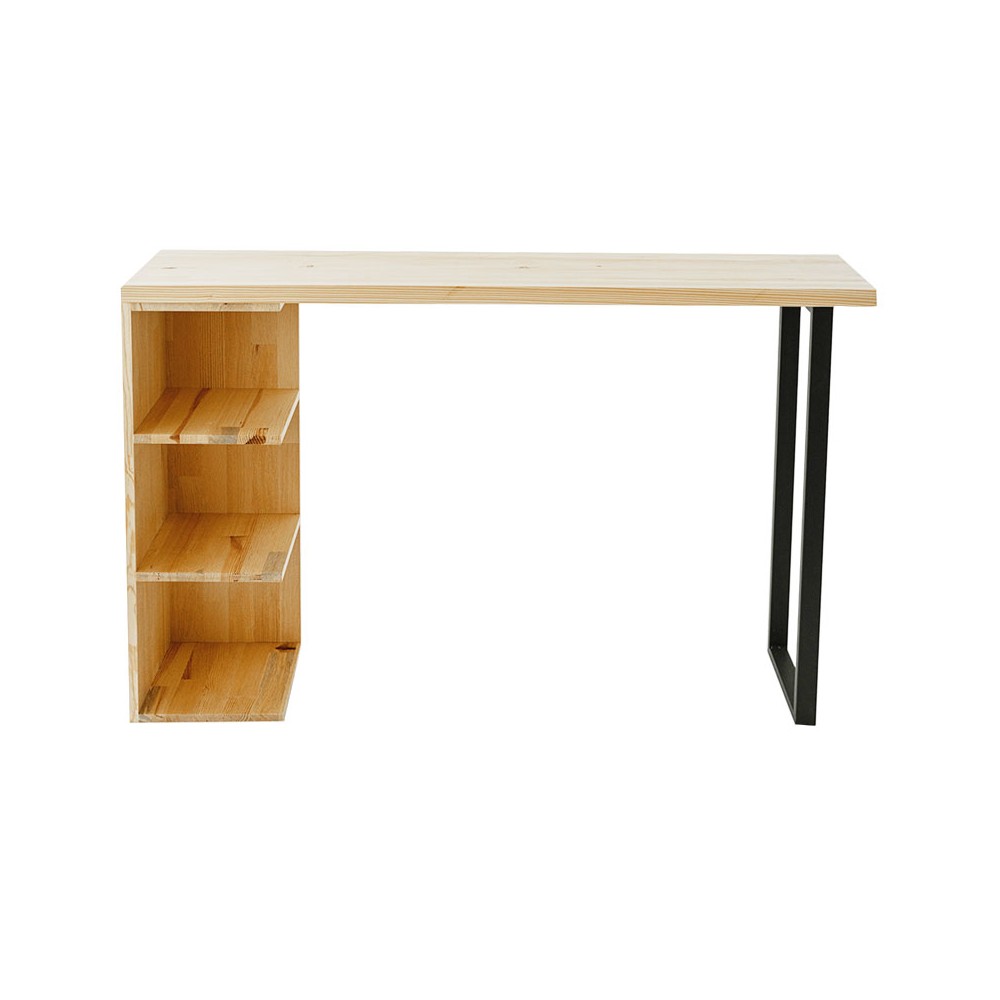 Table de bar Collins bois de pin naturel 35mm naturel-noir 139x29x90cm