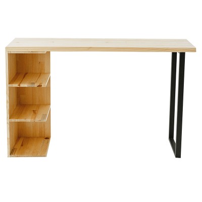 Table de bar Collins bois de pin naturel 35mm naturel-noir 139x29x90cm