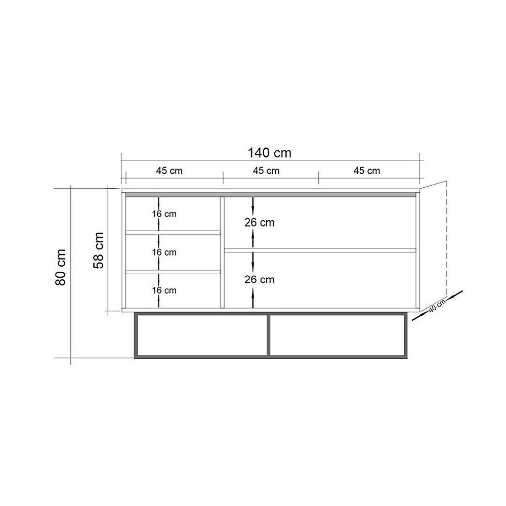 Buffet 3 portes Chêne naturel 140cm