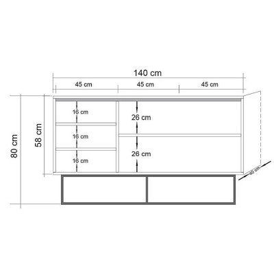 Buffet 3 portes Chêne naturel 140cm