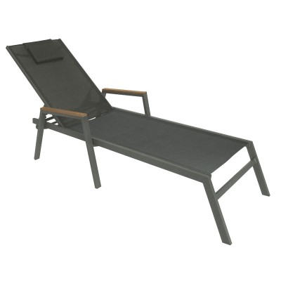 Transat Chaise longue avec accoudoirs Koby aluminium-textilène anthracite