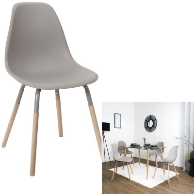 Chaise Phénix Taupé pied en bois