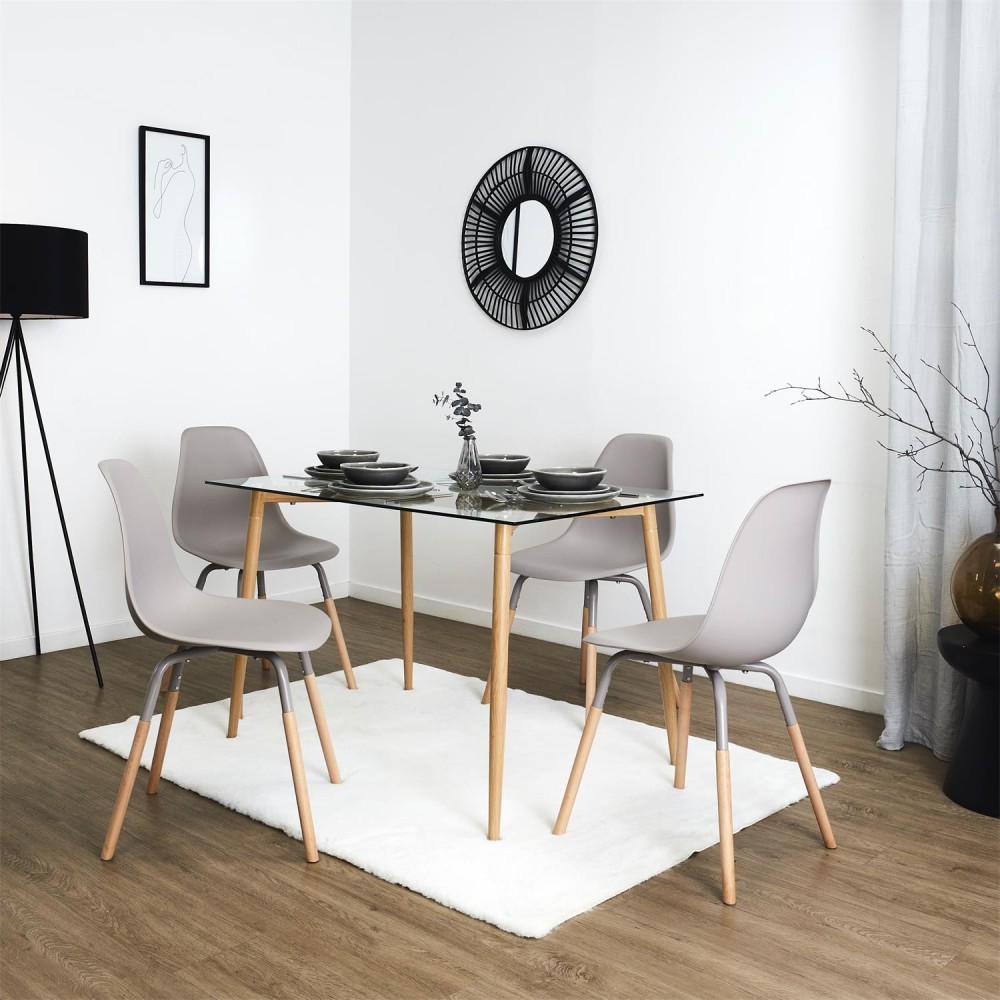 Chaise Phénix Taupé pied en bois