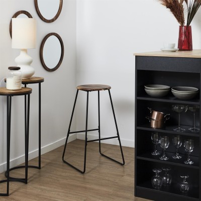 Tabouret De Bar "acacia" 70cm Naturel