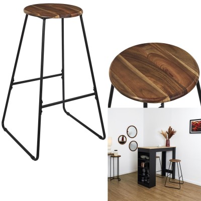 Tabouret De Bar "acacia" 70cm Naturel