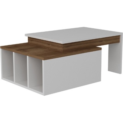 Table Basse Kasbiel 90cm Bois Et Blanc
