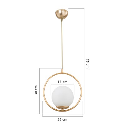 Suspension luminaire Plafonnier  Ε27 doré D26x75cm