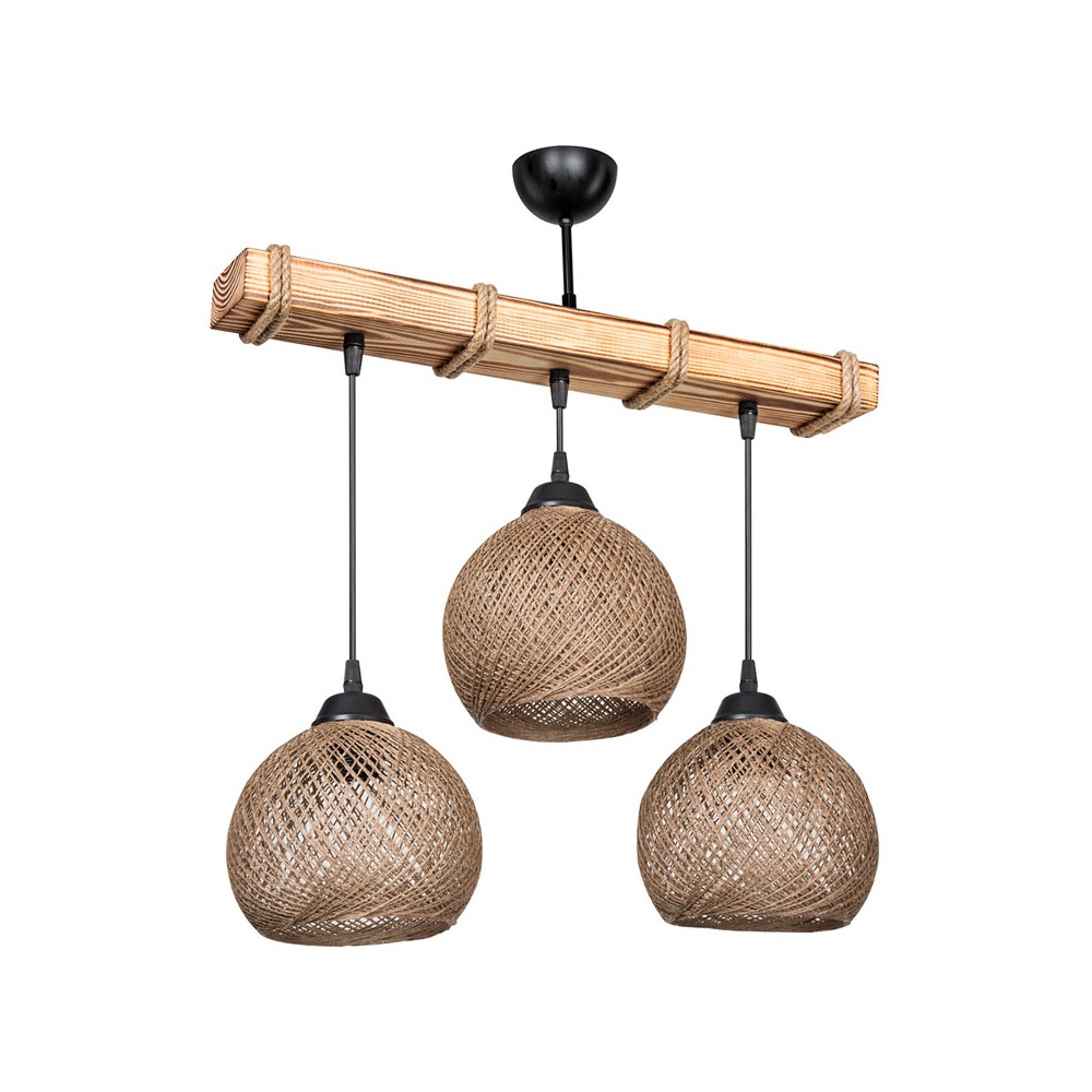 Suspension luminaire bois  Fiona Ε27 50x18x63cm