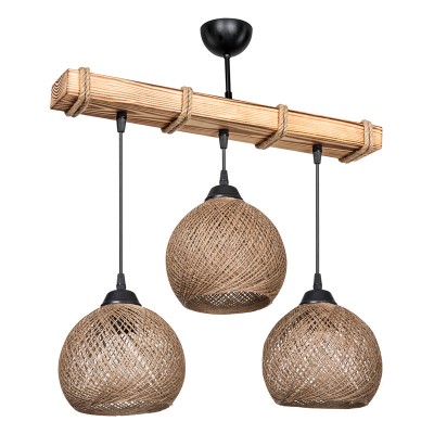 Suspension luminaire bois  Fiona Ε27 50x18x63cm