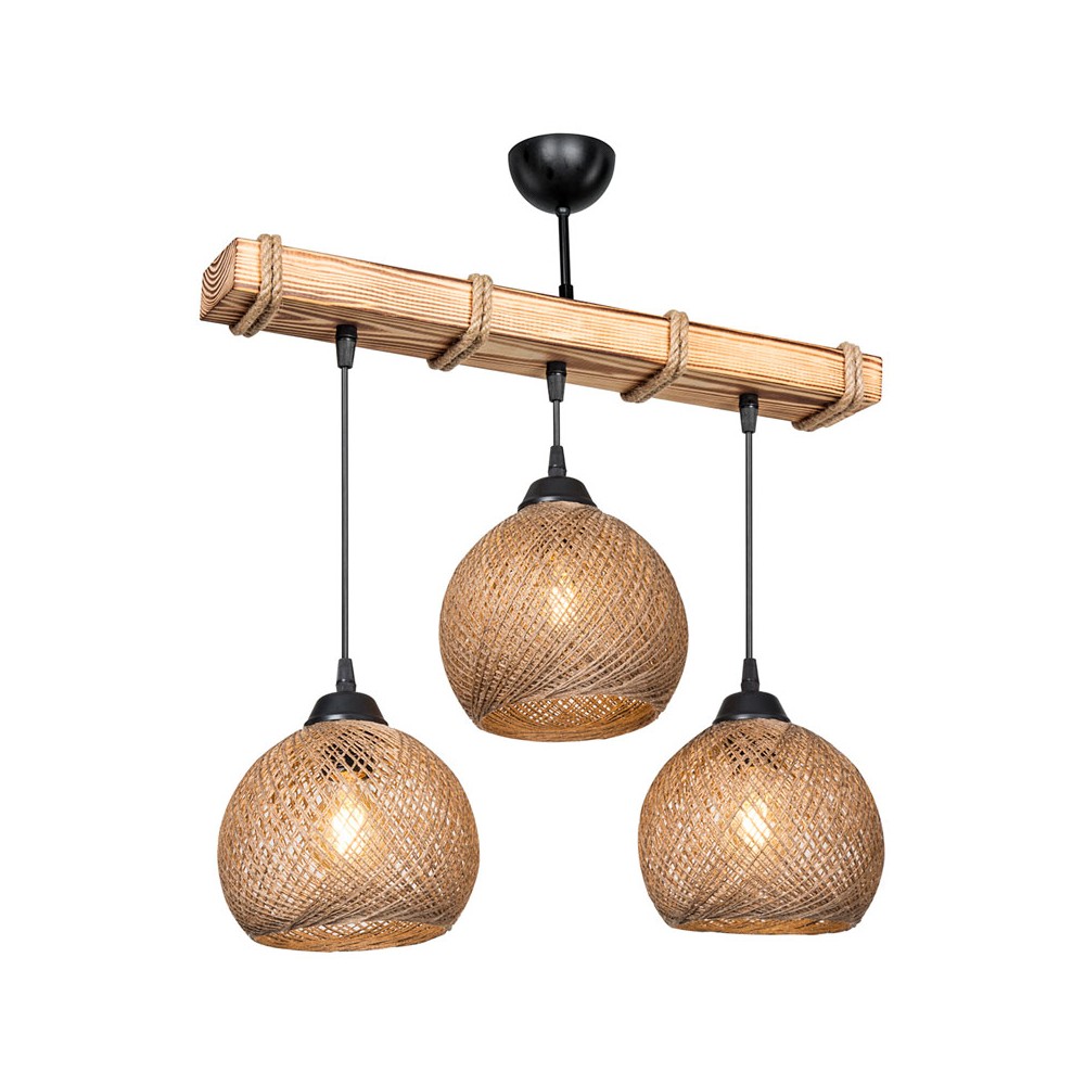 Suspension luminaire bois  Fiona Ε27 50x18x63cm