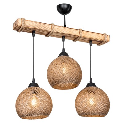 Suspension luminaire bois  Fiona Ε27 50x18x63cm