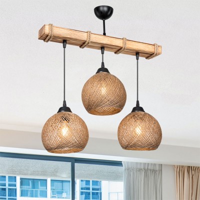 Suspension luminaire bois  Fiona Ε27 50x18x63cm