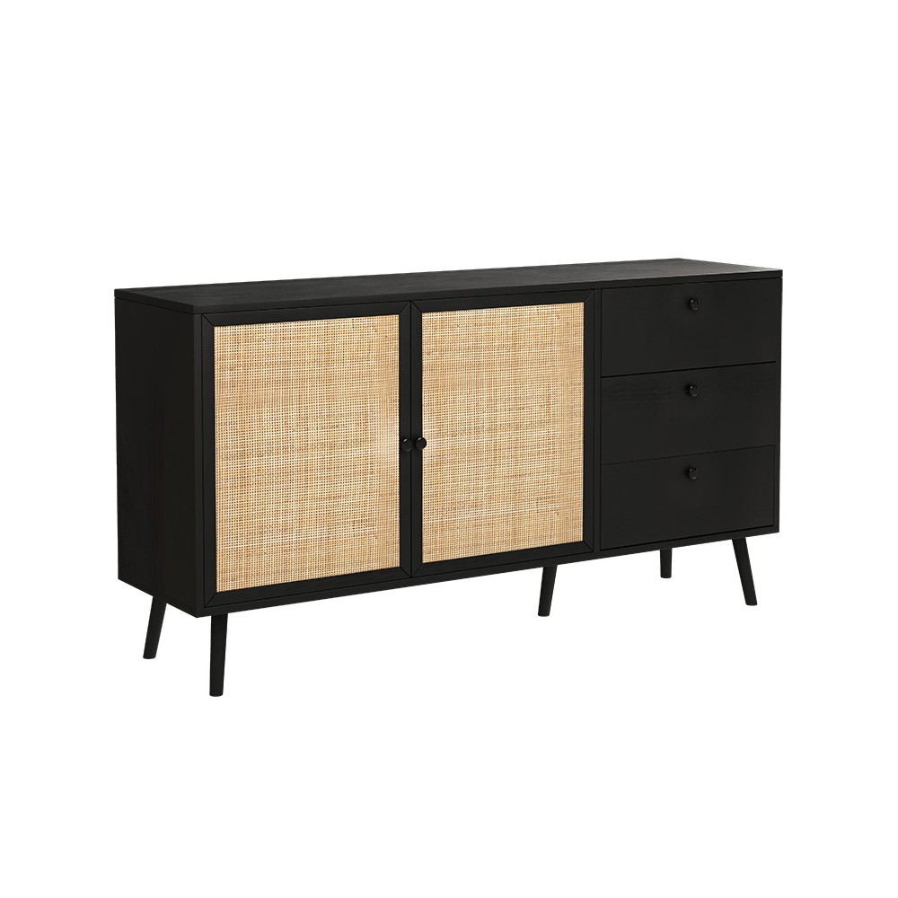 Buffet Oslo Bois noir naturel 150x39x79 cm