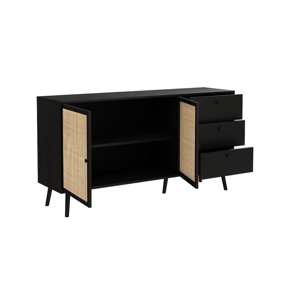 Buffet Oslo Bois noir naturel 150x39x79 cm