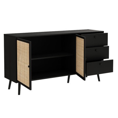 Buffet Oslo Bois noir naturel 150x39x79 cm