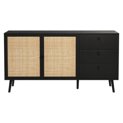 Buffet Oslo Bois noir naturel 150x39x79 cm