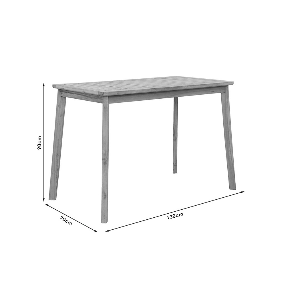 Table de jardin bois d'acacia naturel 130x70x90cm