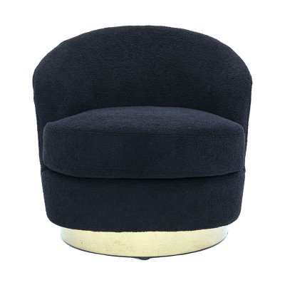 Fauteuil Caroline tissu teddy noir-doré 84x81x76cm