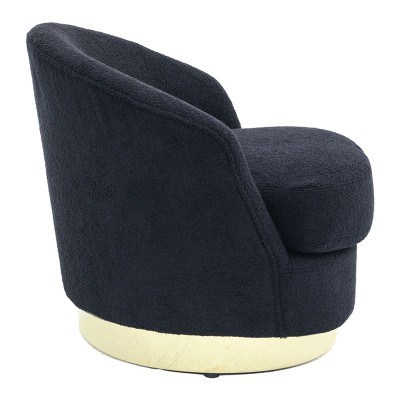 Fauteuil Caroline tissu teddy noir-doré 84x81x76cm