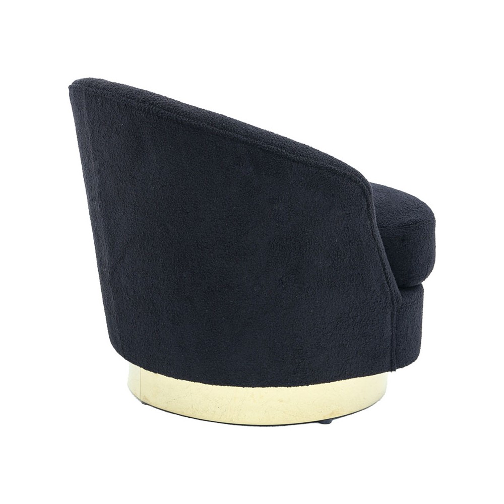 Fauteuil Caroline tissu teddy noir-doré 84x81x76cm