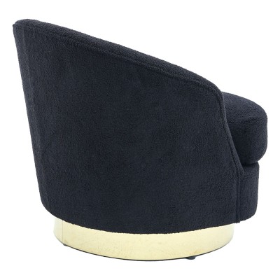 Fauteuil Caroline tissu teddy noir-doré 84x81x76cm