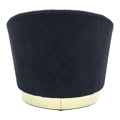Fauteuil Caroline tissu teddy noir-doré 84x81x76cm