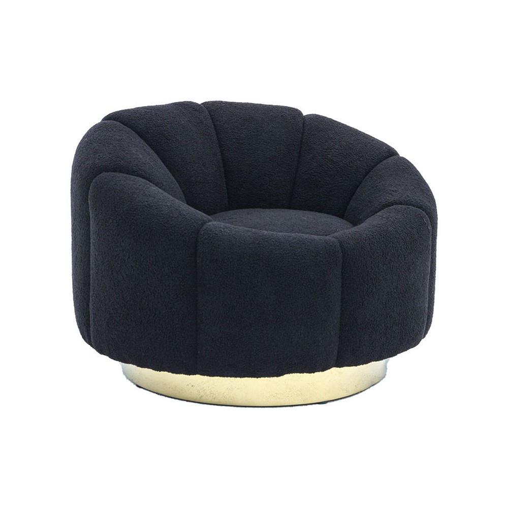 Fauteuil  teddy tissu noir doré 95x83x69 cm