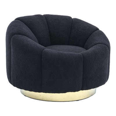 Fauteuil  teddy tissu noir doré 95x83x69 cm