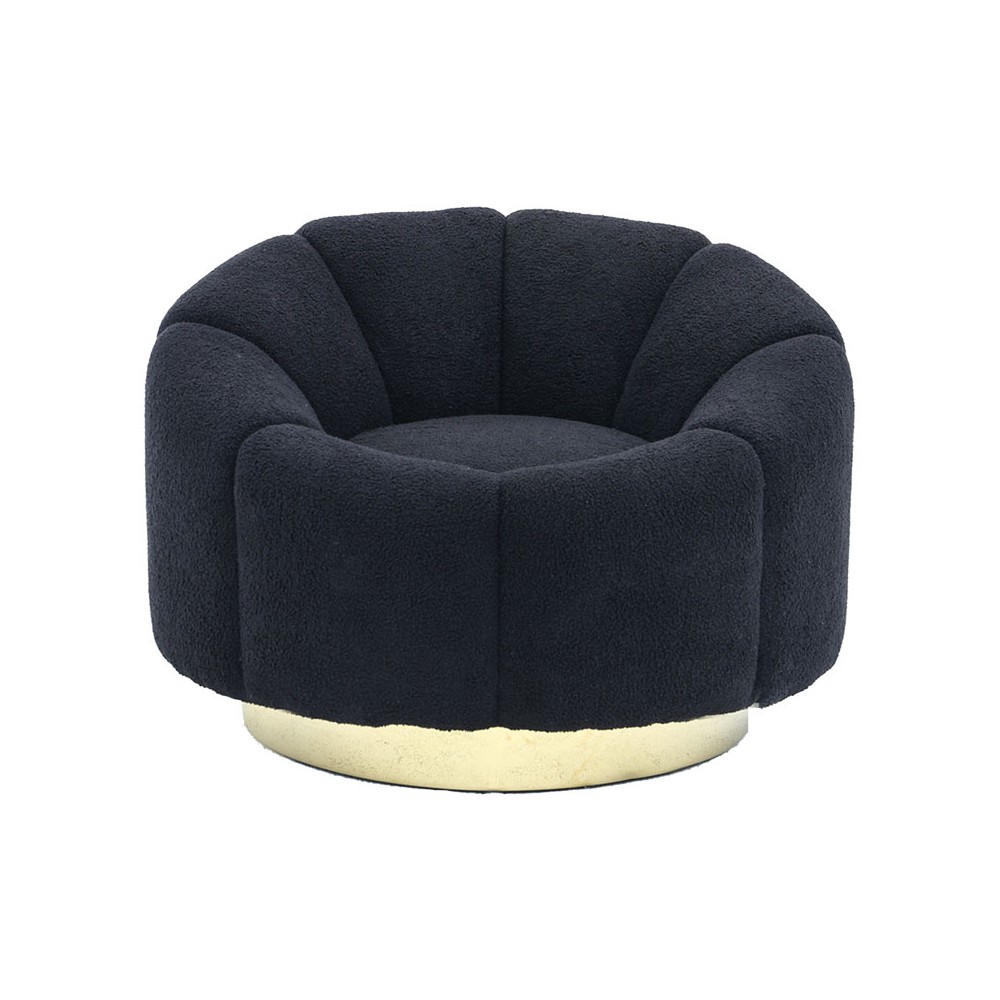 Fauteuil  teddy tissu noir doré 95x83x69 cm