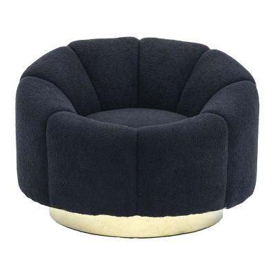 Fauteuil  teddy tissu noir doré 95x83x69 cm