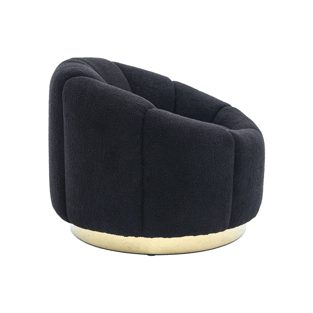 Fauteuil  teddy tissu noir doré 95x83x69 cm