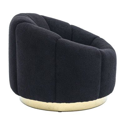 Fauteuil  teddy tissu noir doré 95x83x69 cm