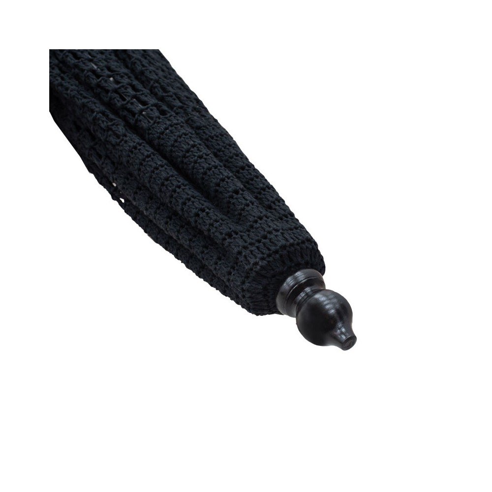 Parasol de jardin bois macramé Φ2,70x2,60 m noir