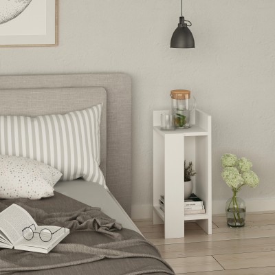 Table de chevet d'angle en bois Blanche