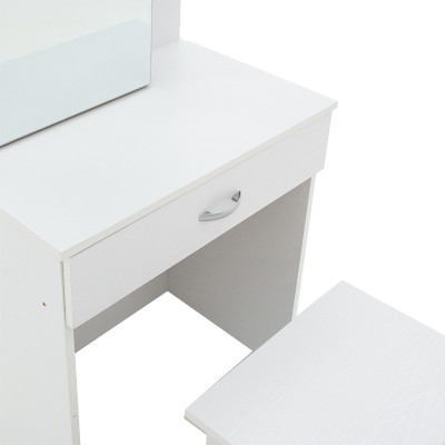 Coiffeuse avec miroir  + tabouret Zelia blanche