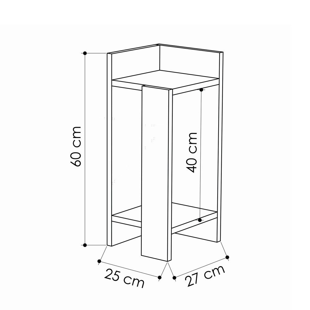 Table de chevet d'angle en bois Blanche