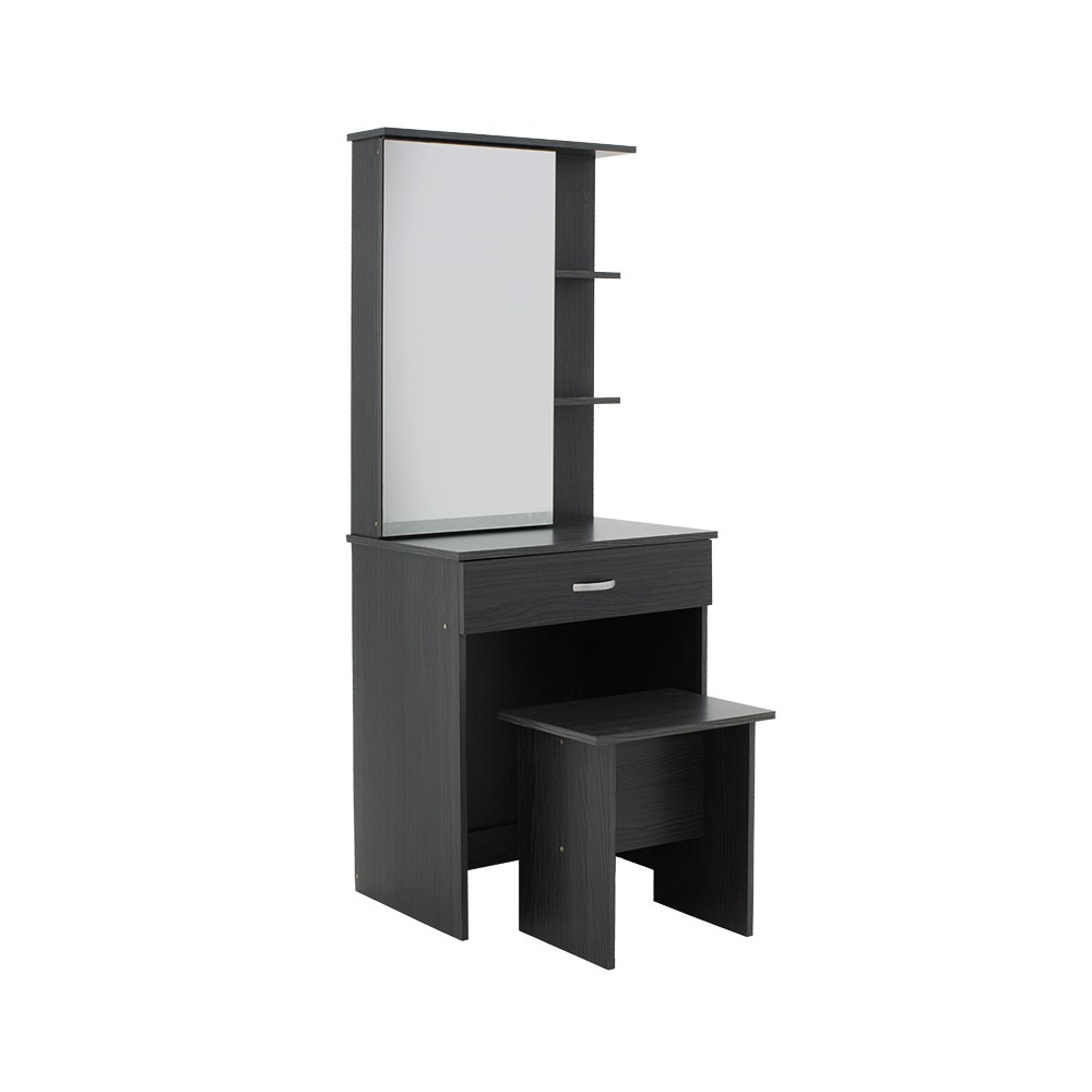 Coiffeuse avec miroir Zelia  + Tabouret Noir