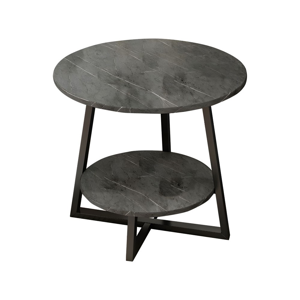 Table basse Rota MDF coloris marbre gris foncé-noir D60x60cm