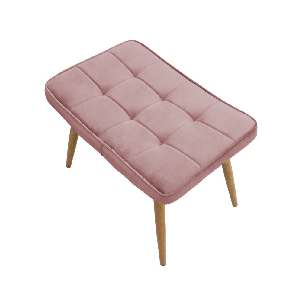 Fauteuil Velours Rose avec repose pieds 68x72x98 cm