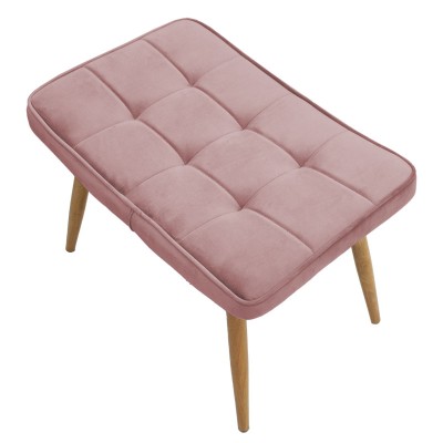 Fauteuil Velours Rose avec repose pieds 68x72x98 cm