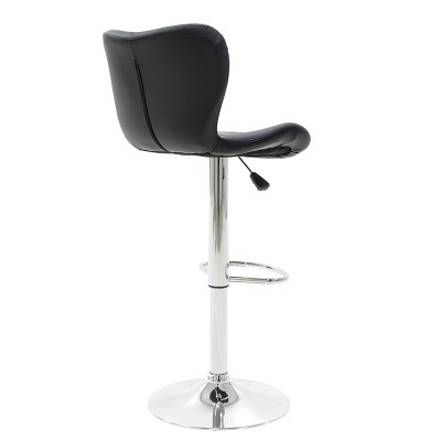 Tabouret de bar en métal chromé avec PVC noir
