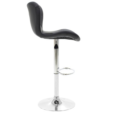 Tabouret de bar en métal chromé avec PVC noir

