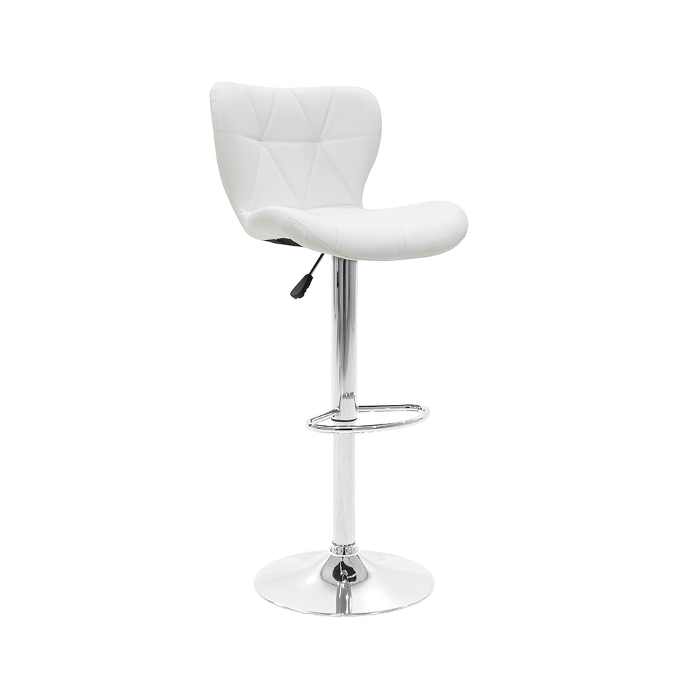 Tabouret de bar en métal chromé avec PVC blanc
