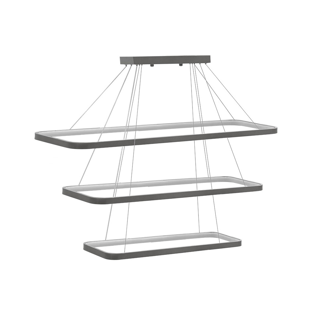 Plafonnier suspension luminaire LED 3000K couleur argent 80x40x67cm