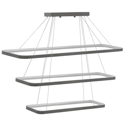 Plafonnier suspension luminaire LED 3000K couleur argent 80x40x67cm