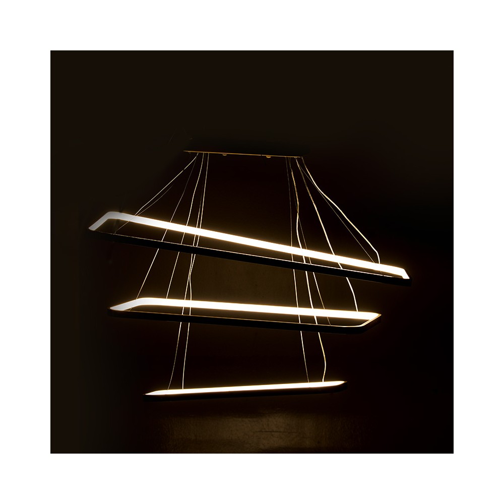 Plafonnier suspension luminaire LED 3000K couleur argent 80x40x67cm