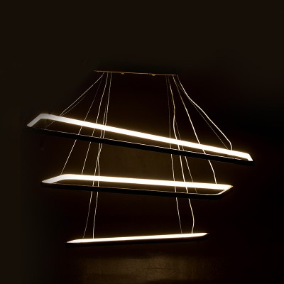 Plafonnier suspension luminaire LED 3000K couleur argent 80x40x67cm